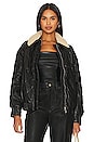 view 1 of 6 Annette Faux Leather Bomber With Removable Collar in Black