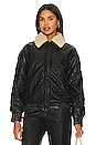 view 3 of 6 Annette Faux Leather Bomber With Removable Collar in Black