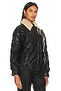 view 4 of 6 Annette Faux Leather Bomber With Removable Collar in Black