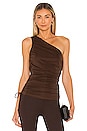 view 1 of 4 Camilla One Shoulder Ribbed Top in Brown
