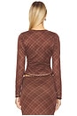 view 3 of 5 BLUSA XADREZ COM BOTÕES RICHARD in Brown Multi