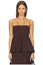 view 1 of 4 in Brown Kingston Knit Peplum Top in Brown