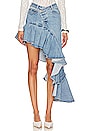 view 1 of 5 Asymmetric Frill Denim Skirt in Blue