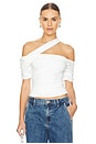 view 1 of 5 Ruched Asymmetric Top in White
