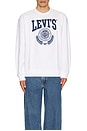 view 4 of 4 Relaxed Graphic Crew Neck Sweatshirt in Athletic Crest White