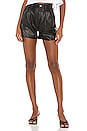 view 1 of 4 SHORT EN CUIR HIGH RISE FAUX LEATHER in Leather Night