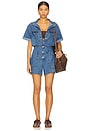 view 1 of 3 Short Sleeve Surplus Romper in Blue Joke