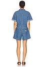 view 3 of 3 Short Sleeve Surplus Romper in Blue Joke