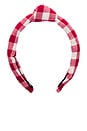 view 1 of 2 Kids Gingham Knotted Headband in Ladybug Red