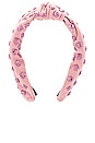 view 2 of 3 Woven Studded Knotted Headband in Bubblegum Pink Splatter