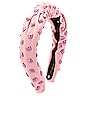 view 3 of 3 Woven Studded Knotted Headband in Bubblegum Pink Splatter