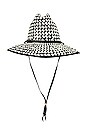 view 3 of 3 Straw Checkered Hat in Black & White