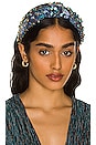 view 1 of 3 X LoveShackFancy Oval Crystal Knotted Headband in Blue Noir