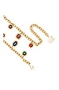 view 3 of 3 Bezel Jewel Charm Chain Belt in Glass Rainbow