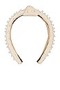 view 2 of 3 Slim Pearl Embellished Knotted Headband in Latte
