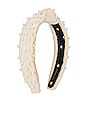 view 3 of 3 Slim Pearl Embellished Knotted Headband in Latte