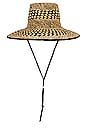 view 3 of 3 Brielle Checkered Straw Hat in Neutral Night