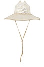 view 2 of 3 Straw Checkered Hat in White Washed