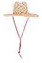 view 3 of 3 Tina Two-tone Straw Hat in Scarlet