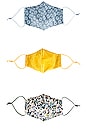 view 2 of 3 Set Of 3 Face Masks in Golden Flower