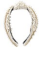 view 2 of 3 Velvet Pearl Knotted Headband in Ivory