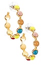 view 1 of 3 Cabochon Hoop Earrings in Tennis Yellow