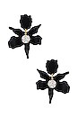 view 1 of 3 Small Crystal Lily Earrings in Jet