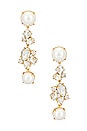 view 1 of 2 Pearl and Crystal Cluster Linear Drop Earring in Crystal