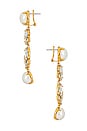 view 2 of 2 Pearl and Crystal Cluster Linear Drop Earring in Crystal