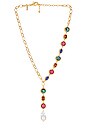 view 1 of 2 Bezel Jewel Pearl Lariat Necklace in Glass Rainbow