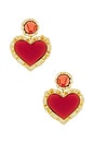view 1 of 2 Heart Ruffle Drop Earrings in Valentines Red