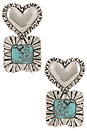 view 1 of 2 Ruffle Heart Stone Earrings in Turquoise
