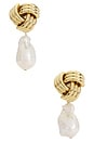 view 1 of 2 Drea Knot Freshwater Pearl Drop Earrings in Gold