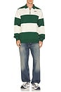view 3 of 5 Block Stripe Zip Rugby in White & Green