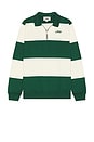 view 4 of 5 Block Stripe Zip Rugby in White & Green