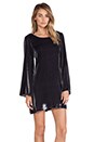 view 1 of 4 Plush Velvet Bell Sleeve Mini Dress in Dark Sky