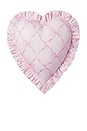 view 1 of 1 Sweetheart Ruffle Heart Pillow in Raspberry Rose