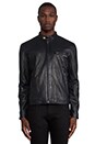 view 1 of 7 Leather Biker Jacket in Blue/ Black