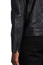 view 7 of 7 Leather Biker Jacket in Blue/ Black