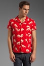 view 1 of 5 Short Sleeve Button Down Shirt in Red Horses