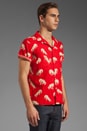 view 2 of 5 Short Sleeve Button Down Shirt in Red Horses
