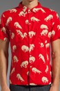 view 4 of 5 Short Sleeve Button Down Shirt in Red Horses