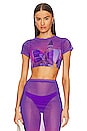 view 1 of 4 Purple Haze Crop Top in Purple Cityscape