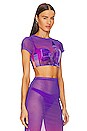 view 2 of 4 Purple Haze Crop Top in Purple Cityscape