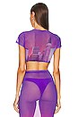 view 3 of 4 Purple Haze Crop Top in Purple Cityscape