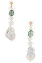 view 1 of 3 PENDIENTES POET in 14k Yellow Gold, Tourmaline Beads, & Freshwater Pearls