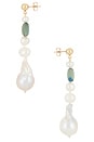view 2 of 3 PENDIENTES POET in 14k Yellow Gold, Tourmaline Beads, & Freshwater Pearls