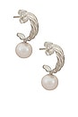 view 1 of 2 Lanyard Pearl Hoop Earrings in Sterling Silver & Freshwater Pearl