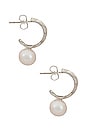 view 2 of 2 Lanyard Pearl Hoop Earrings in Sterling Silver & Freshwater Pearl