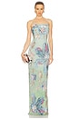 view 1 of 5 Cascade Floralia Fully Embroidered Gown in Pistachio Green
